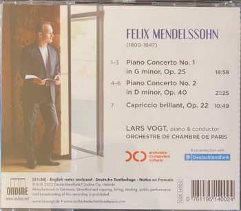 CD Felix Mendelssohn-Bartholdy: Piano Concertos / Capriccio Brillant
