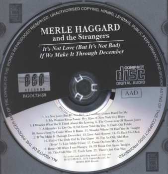 CD Merle Haggard: It's Not Love (But It's Not Bad) / If We Make It Through December