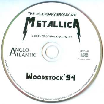 2CD Metallica: Woodstock '94 The Classic Broadcast