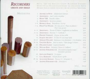 CD Mezzaluna: Recorders Greate And Smale: Music For The English Court Recorder Consort