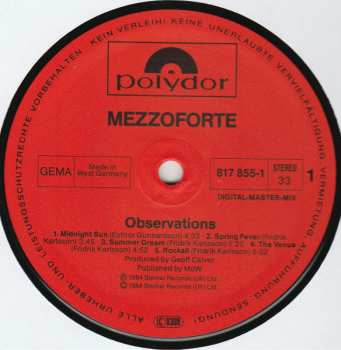 LP Mezzoforte: Observations