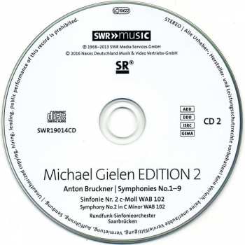10CD/Dobozkészlet Anton Bruckner: Symphonies No.1-9, Michael Gielen Edition Vol. 2 1968-2013