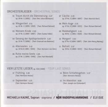 CD Richard Strauss: Vier Letzte Lieder • Orchesterlieder = Four Last Songs • Orchestral Songs