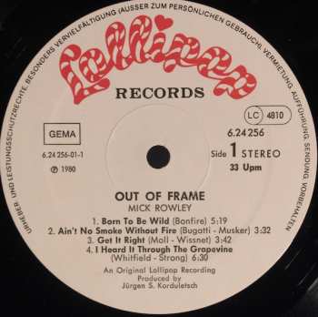 LP Mick Rowley: Out Of Frame