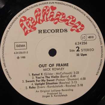 LP Mick Rowley: Out Of Frame