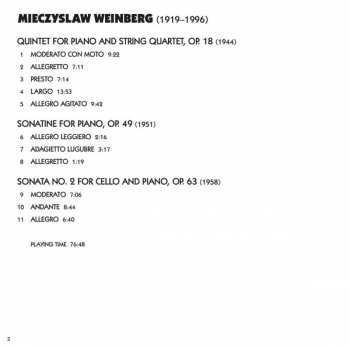 CD Mieczysław Weinberg: Piano Quintet; Cello Sonata No. 2; Piano Sonatine