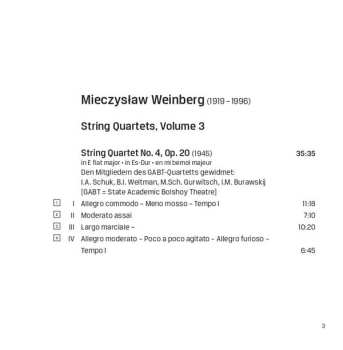 CD Mieczysław Weinberg: String Quartets, Volume 3