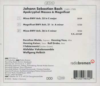 CD Dorothee Mields: Apocryphal Bach Masses, Magnificat BWV Anh. 21