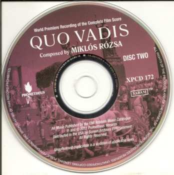 2CD Miklós Rózsa: Quo Vadis (World Premiere Recording Of The Complete Film Score)