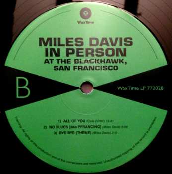 2LP Miles Davis: In Person Friday And Saturday Nights At The Blackhawk, San Francisco LTD