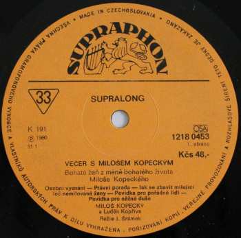 LP Miloš Kopecký: Večer S Milošem Kopeckým