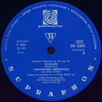 LP Miloslav Kabeláč: Euphemias Mysterion, Reflections = Zrcadlení, Hamlet Improvisation = Hamletovská Improvizace
