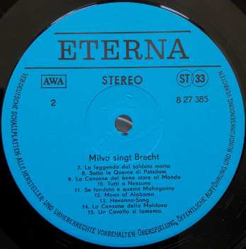 LP Milva: Milva Singt Brecht