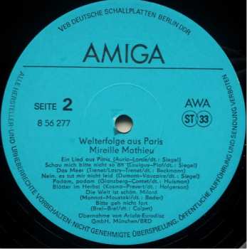 LP Mireille Mathieu: Welterfolge Aus Paris