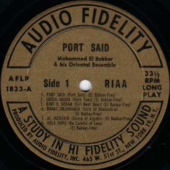 LP Mohammed El-Bakkar & His Oriental Ensemble: Port Said - Music Of The Middle East