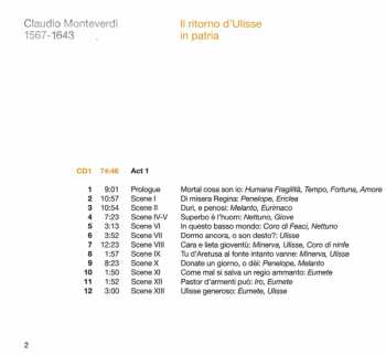 3CD Claudio Monteverdi: Il Ritorno D'Ulisse In Patria