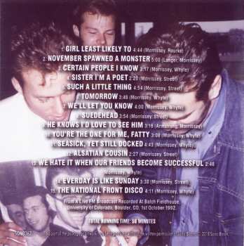 CD Morrissey: Poetry Hour (Colorado Broadcast 1992)