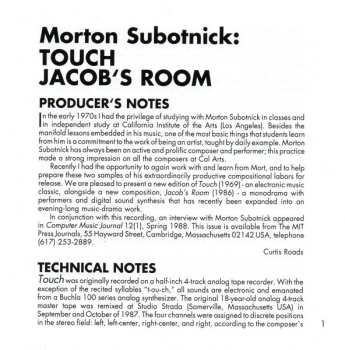 CD Morton Subotnick: Touch • Jacob's Room