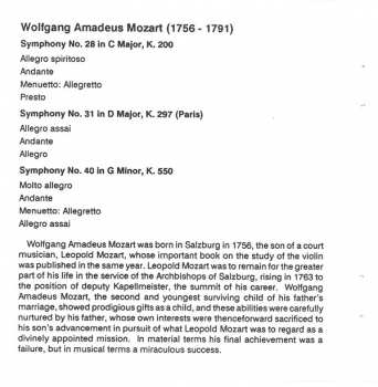 CD Wolfgang Amadeus Mozart: Symphony No.40 In G Minor / Symphony No.31 In D Major "Paris" / Symphony No.28 In C Major
