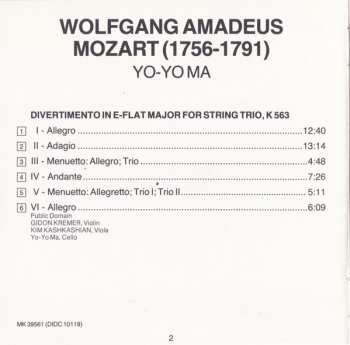 CD Wolfgang Amadeus Mozart: Divertimento, K.563 (E-Flat Major = Es-dur = Mi Bémol Majeur)