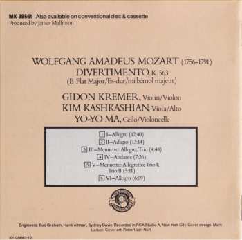 CD Wolfgang Amadeus Mozart: Divertimento, K.563 (E-Flat Major = Es-dur = Mi Bémol Majeur)