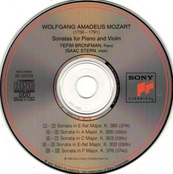 CD Wolfgang Amadeus Mozart: Sonatas For Piano & Violin K. 302, 303, 305, 376, 380
