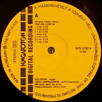 LP Wolfgang Amadeus Mozart: Church Sonatas