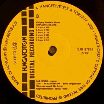 LP Wolfgang Amadeus Mozart: Church Sonatas