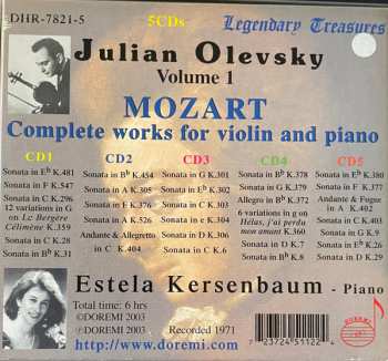 5CD/Dobozkészlet Wolfgang Amadeus Mozart: Vol. 1 : Complete works For Violin And Piano