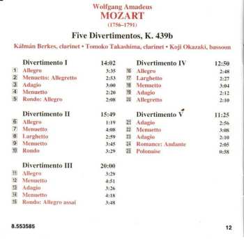 CD Wolfgang Amadeus Mozart: Five Divertimentos, K. 439b
