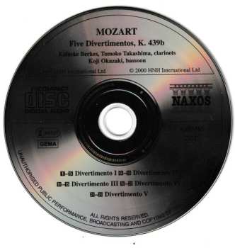CD Wolfgang Amadeus Mozart: Five Divertimentos, K. 439b