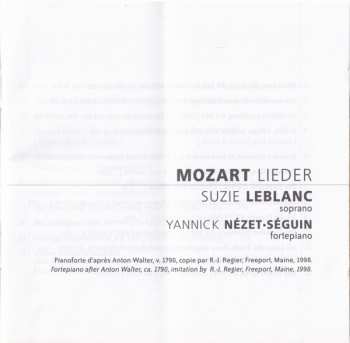 CD Wolfgang Amadeus Mozart: Lieder 