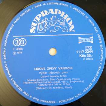 LP Musica Bohemica: Lidové Zpěvy Vánoční