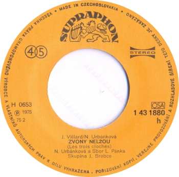 SP Naďa Urbánková: Zvony Nelžou • Ó Ty To Nepochopíš