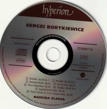 CD Sergei Bortkiewicz: Piano Sonata No 2 · Fantasiestücke · Jugoslavische Suite
