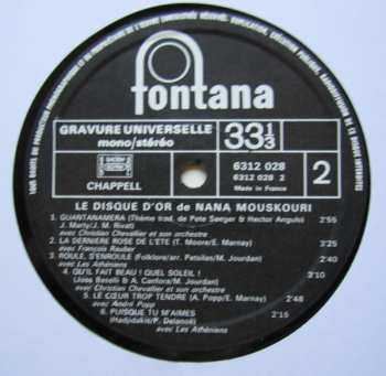 LP Nana Mouskouri: Le Disque D'Or De Nana Mouskouri
