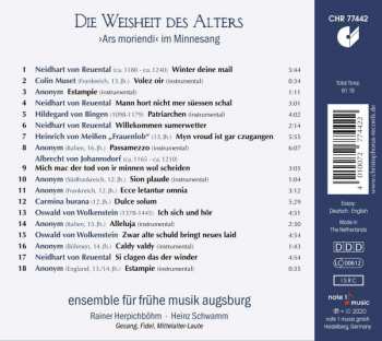 CD Ensemble Für Frühe Musik Augsburg: Die Weisheit Des Alters: Ars Moriendi Im Minnesang