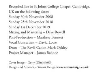 CD St. John's College Choir: Advent Live Volume 2