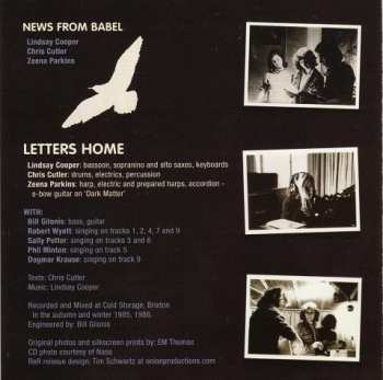 3CD News From Babel: Sirens And Silences / Work Resumed On The Tower / Letters Home