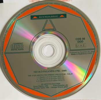 CD Niccolò Paganini: Quartets N. 4 - 5 - 6 For Violin, Viola, Guitar And' Cello