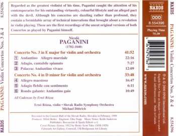 CD Niccolò Paganini: Violin Concertos Nos. 3 & 4