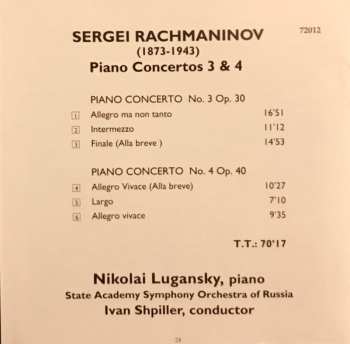 CD Sergei Vasilyevich Rachmaninoff: Nikolai Lugansky • Rachmaninov • Piano Concertos 3 & 4