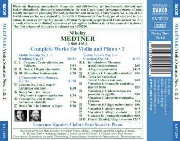 CD Nikolai Medtner: Violin Sonatas Nos. 1 And 2 - 2 Canzonas With Dances
