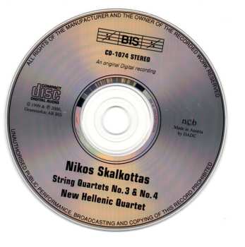 CD Nikos Skalkottas: String Quartets No.3 & No.4 