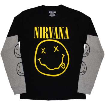 Merch Nirvana: Layered Long Sleeve Póló Yellow Happy Face