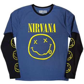 Merch Nirvana: Layered Long Sleeve Póló Yellow Happy Face