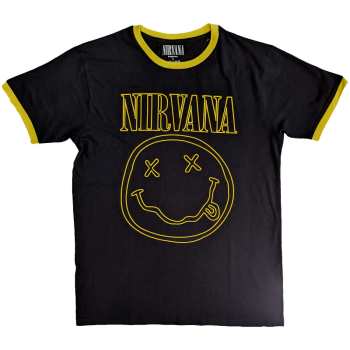 Merch Nirvana: Ringer Póló Outline Happy Face