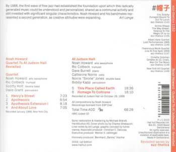 CD Noah Howard: Quartet To At Judson Hall