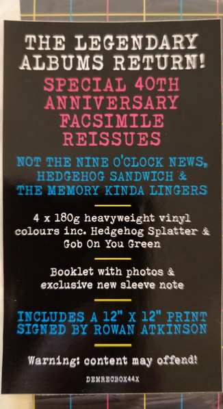 4LP/Dobozkészlet Not The Nine O'Clock News: Not All The Albums Again  CLR | LTD