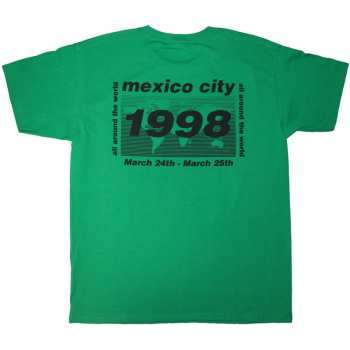 Merch Oasis: Oasis Unisex T-shirt: 1998 World Tour - Mexico City (green) (back Print) (small) S